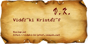 Vidéki Kristóf névjegykártya